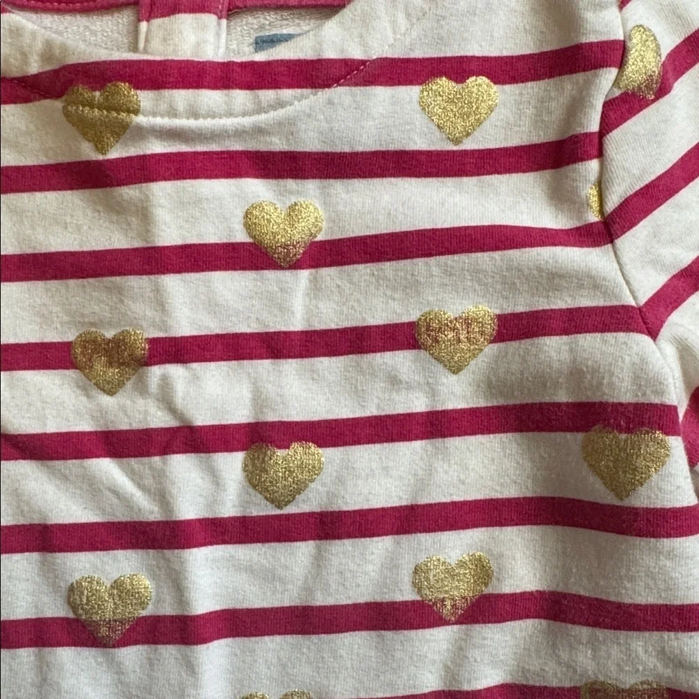 GAP long sleeve dress size 4 pink White stripe hearts valentines cotton